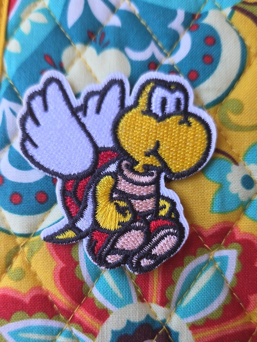 Yellow & White Embroidered Flying Turtle Patch - Cute Pet Accessory